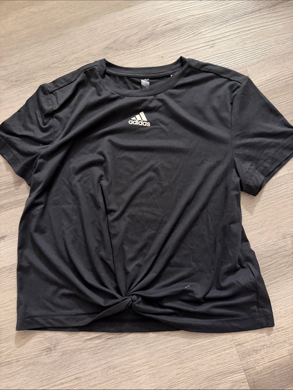 adidas Black Short-Sleeve Knot Front Tee